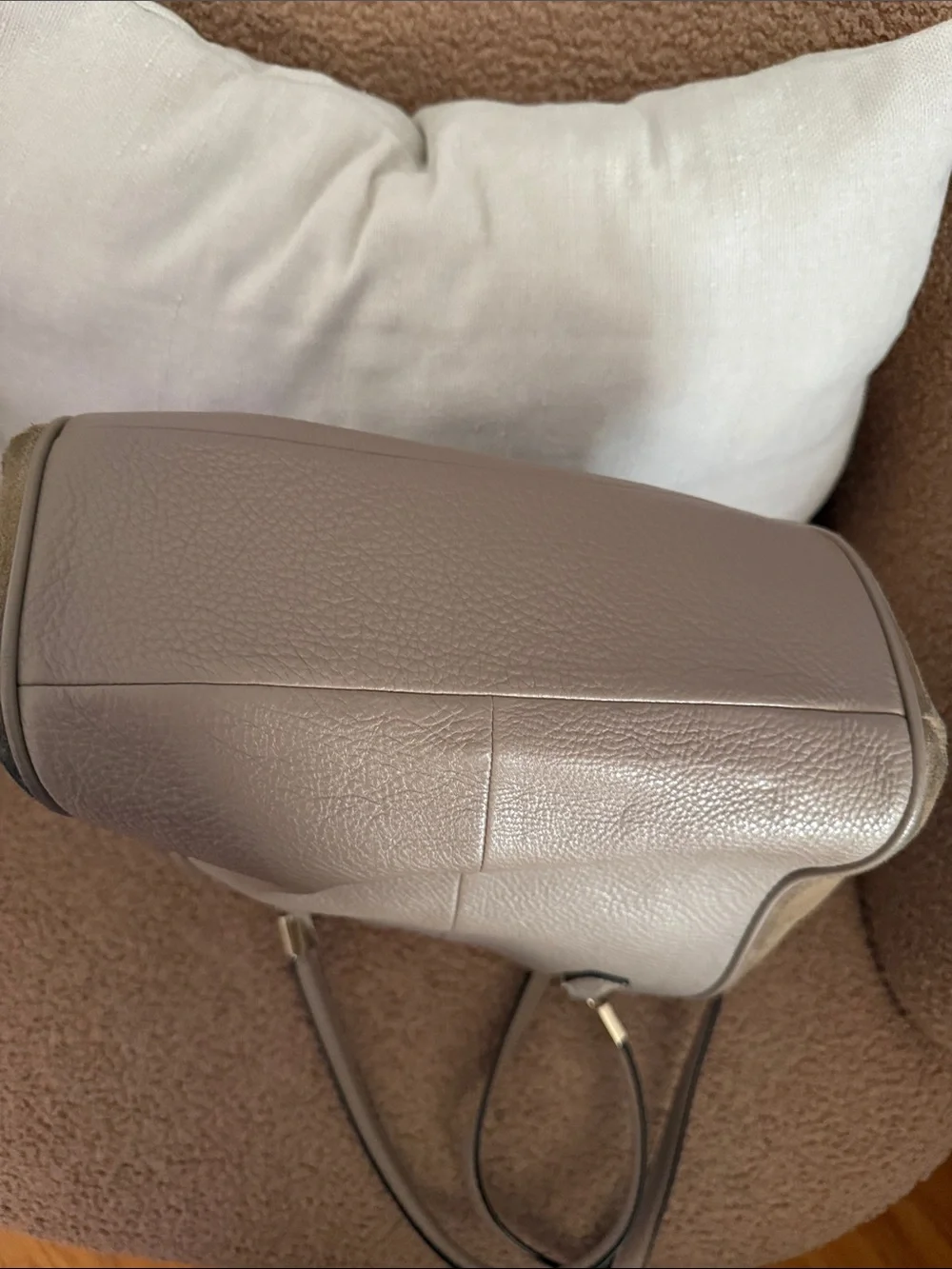 COACH Taupe Leather & Suede Satchel Bag